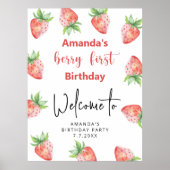 Aardbei 1e verjaardag | Eerste Berry Poster (Voorkant)