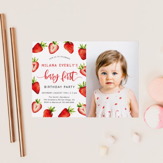 Aardbei 1e verjaardag | Eerste foto van Berry Kaart