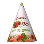 Aardbei 1e verjaardag feesthoedjes (Voorkant)