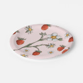 Aardbei 1e Verjaardag Floral Berry eerste Papieren Bordje (Gekanteld)