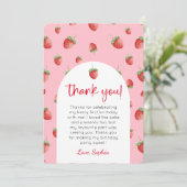 Aardbei 1e verjaardag foto dank je kaart (Staand voorkant)