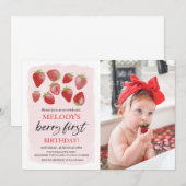 Aardbei 1e verjaardag Invite Berry First Kaart (Voorkant / Achterkant)