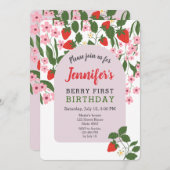 Aardbei 1e verjaardag kaart (Voorkant / Achterkant)