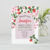 Aardbei 1e verjaardag kaart (Staand voorkant)