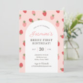 Aardbei 1e verjaardag kaart (Staand voorkant)