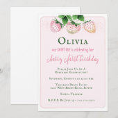 Aardbei 1e verjaardag kaart (Voorkant / Achterkant)