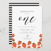 Aardbei 1e verjaardag kaart (Voorkant / Achterkant)