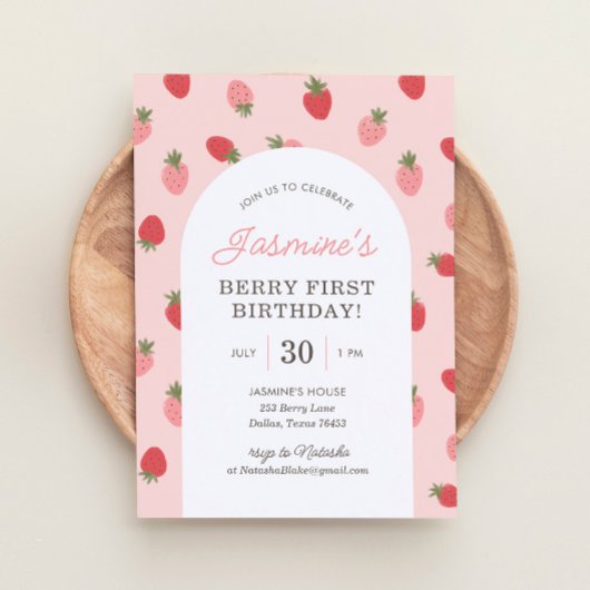 Aardbei 1e verjaardag kaart