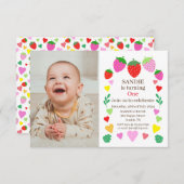 Aardbei 1e verjaardag kaart (Voorkant / Achterkant)