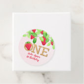 Aardbei 1e Verjaardag Meisje Rood Rustiek Bedankjes Labels (In situ)