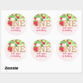 Aardbei 1e verjaardag meisje rustieke bessen zoet ronde sticker (Vel)
