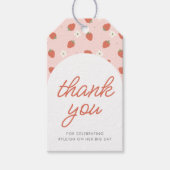 Aardbei 1e verjaardag meisjes dank u cadeaulabel (Voorkant)