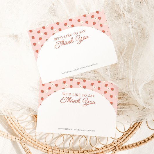 Aardbei 1e Verjaardag Meisjes Dank u Kaart