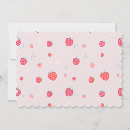 Aardbei 1e verjaardag met foto-zomeruitnodiging kaart (Achterkant)