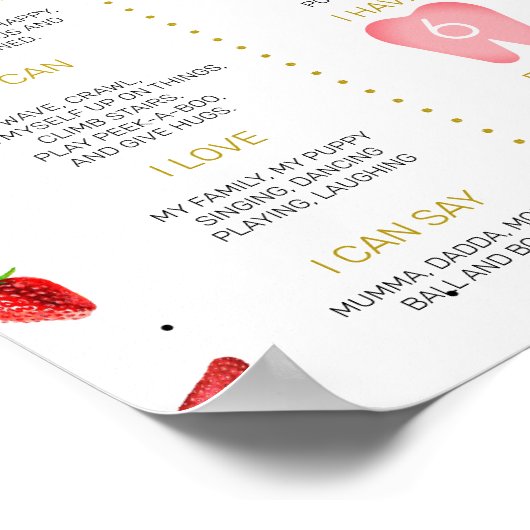 Aardbei 1e Verjaardag Milestone Poster (Hoek)