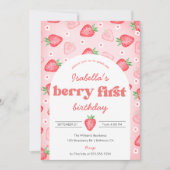 Aardbei 1e verjaardag Nodig Berry First Sweet uit Kaart (Voorkant)