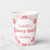 Aardbei 1e verjaardag papieren bekers (Achterkant)