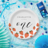 Aardbei 1e verjaardag papieren bordje (Feest)