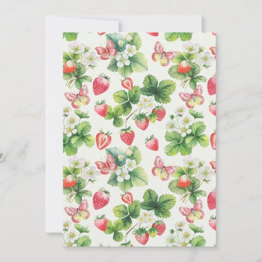 Aardbei 1e Verjaardag Party Berry Sweet Girl Rood Kaart (Achterkant)