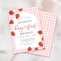 Aardbei 1e verjaardag Pink Berry Eerste Verjaardag