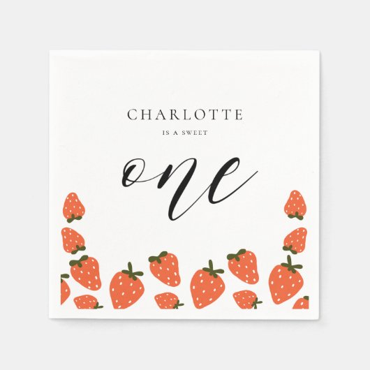 Aardbei 1e verjaardag servet (Voorkant)