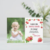 Aardbei 1e verjaardag Sweet Berry Bedankkaart (Staand voorkant)