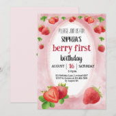 Aardbei 1e verjaardag Sweet Berry Kaart (Voorkant / Achterkant)