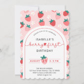 Aardbei 1e verjaardag Sweet Invite | Berry First Kaart (Voorkant)