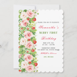 Aardbei 1e verjaardag uitnodiging