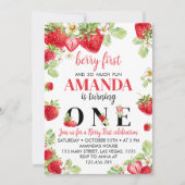 Aardbei 1e verjaardag uitnodiging (Voorkant)