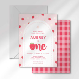 Aardbei 1e verjaardag uitnodiging