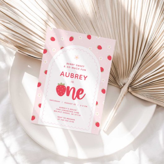 Aardbei 1e verjaardag uitnodiging