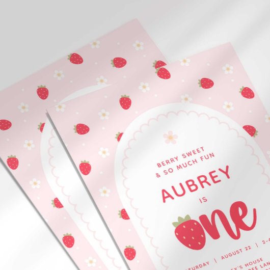 Aardbei 1e verjaardag uitnodiging