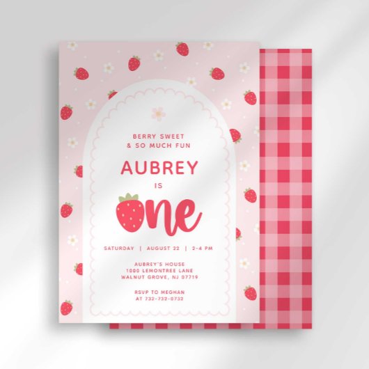 Aardbei 1e verjaardag uitnodiging