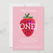 Aardbei 1e verjaardag uitnodiging (Voorkant)