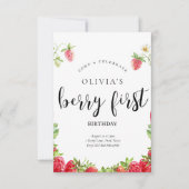 Aardbei 1e verjaardag uitnodiging (Voorkant)