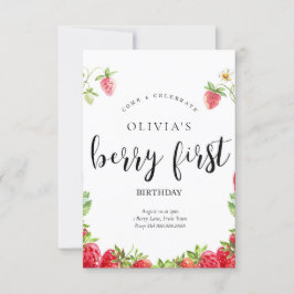Aardbei 1e verjaardag uitnodiging
