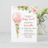 Aardbei 1e verjaardag uitnodiging (Staand voorkant)