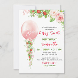 Aardbei 1e verjaardag uitnodiging