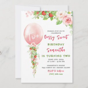 Aardbei 1e verjaardag uitnodiging