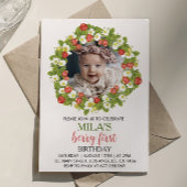 Aardbei 1e verjaardag Uitnodiging Berry Sweet