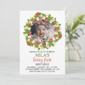 Aardbei 1e verjaardag Uitnodiging Berry Sweet (Staand voorkant)