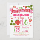 Aardbei 1e verjaardag uitnodiging - ÉÉN (Voorkant)