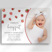 Aardbei 1e verjaardag Uitnodiging eerste Berry Swe