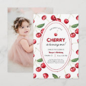 Aardbei 1e verjaardag Uitnodiging eerste Berry Swe (Voorkant / Achterkant)