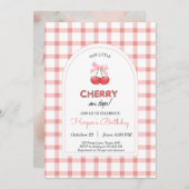 Aardbei 1e verjaardag Uitnodiging eerste Berry Swe (Voorkant / Achterkant)