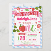 Aardbei 1e verjaardag uitnodiging tot het indienen (Voorkant)