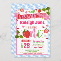 Aardbei 1e verjaardag uitnodiging tot het indienen