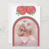 Aardbei 1e verjaardag uitnodigingen met foto. (Achterkant)