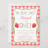 Aardbei 1e verjaardag Uitnodigingszomer Kaart (Voorkant)